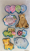 BABY. Bamse, 3 D stickers. Tiger, Elefant, Flodhest m.m.