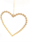 Guldfarvet hjerte med stjerner. Ø ca. 16 cm.